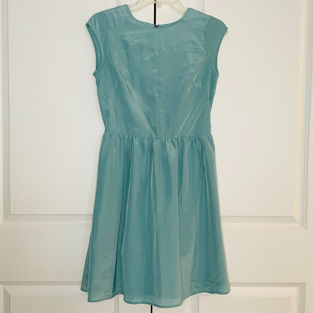 Mossimo Women's Cap Sleeve A-Line Fit and Flare Dress (XS?, Light Blue/Teal)